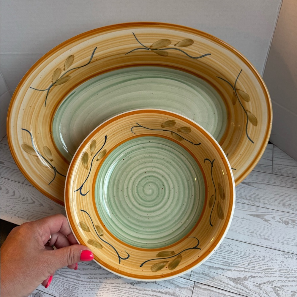 WCL Ceramic Serving Platter and Matching Serving Bowl